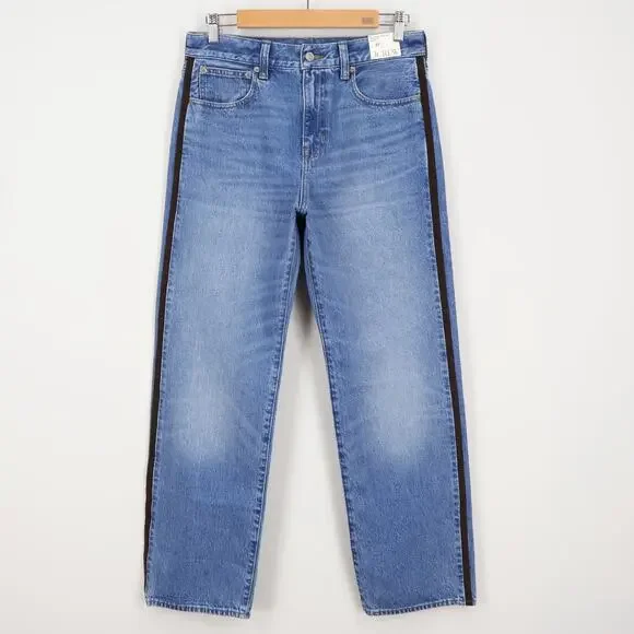 J.Crew Mid Rise Relaxed Straight Jean with Suede Stripe Size 27 NWT - Picture 2 of 9